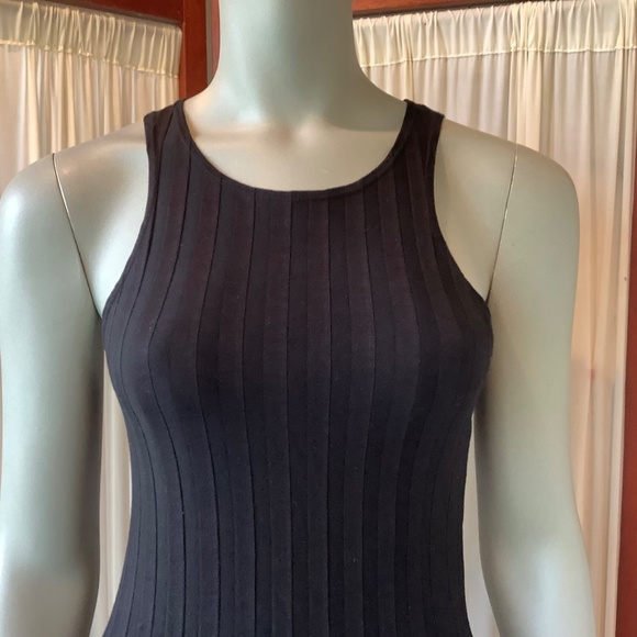 Reformation Dress Black Mel Ribbed Knit Sleeveless Bodycon Stretch Tank Small - Picture 3 of 8